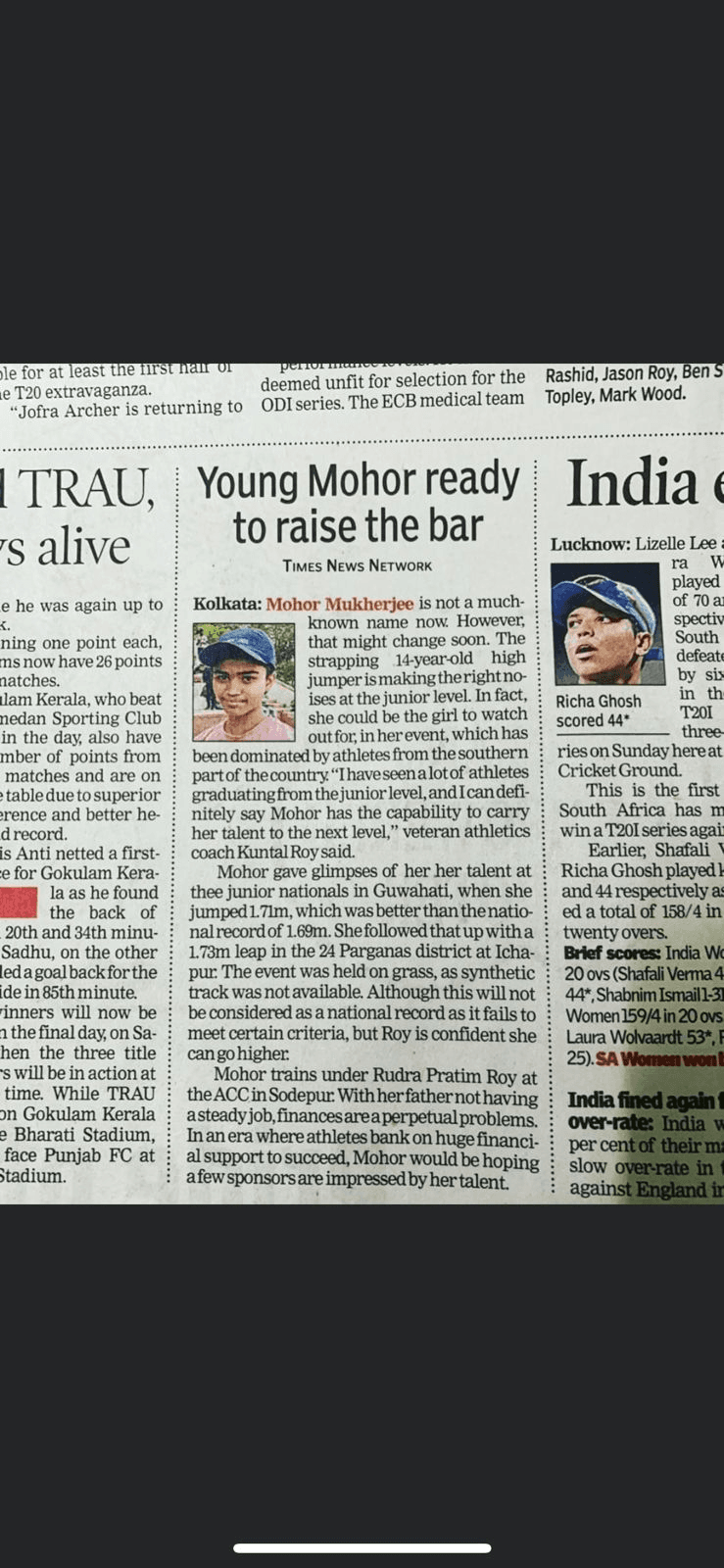 Athlete Mohur Highlighted